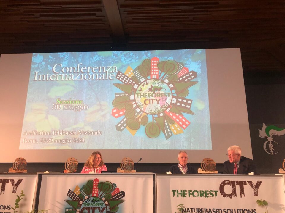 Da sinistra: Giulia Caneva, Paolo Grossoni e Pierluigi Sassi durante il convegno The Forest City